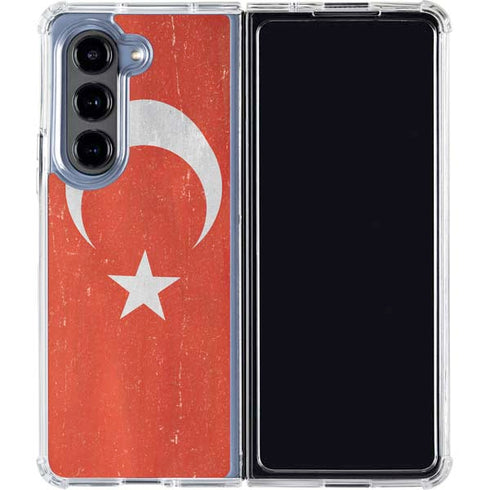 Turkish Flag Distressed Galaxy Z Fold5 5G Clear Case