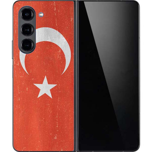 Turkish Flag Distressed Galaxy Z Fold5 5G Skin