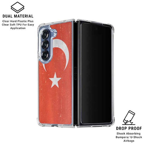 Turkish Flag Distressed Galaxy Z Fold6 Clear Case