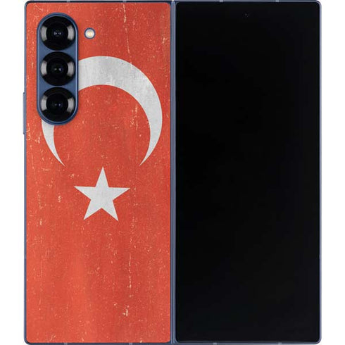 Turkish Flag Distressed Galaxy Z Fold6 Skin