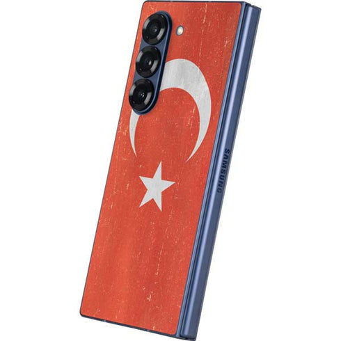 Turkish Flag Distressed Galaxy Z Fold6 Skin