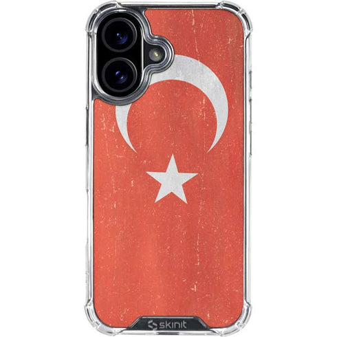 Turkish Flag Distressed iPhone 16 Clear Case