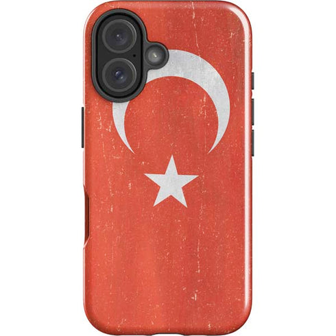 Turkish Flag Distressed iPhone 16 Plus Impact Case