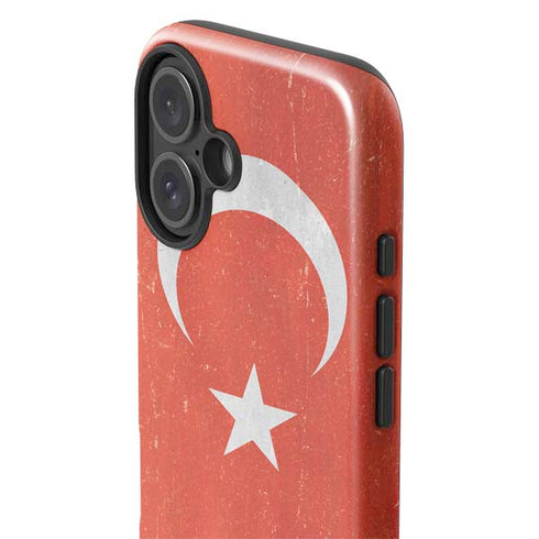 Turkish Flag Distressed iPhone 16 Plus Impact Case