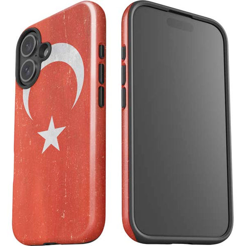 Turkish Flag Distressed iPhone 16 Plus Impact Case