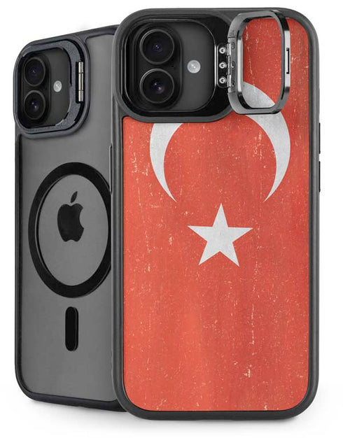 Turkish Flag Distressed iPhone 16 Plus Kickstand Case