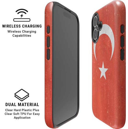 Turkish Flag Distressed iPhone 16 Plus Magsafe Impact Case