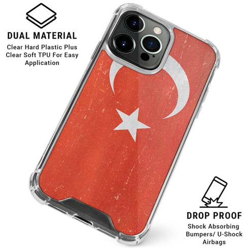 Turkish Flag Distressed iPhone 16 Pro Clear Case