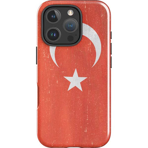 Turkish Flag Distressed iPhone 16 Pro Impact Case