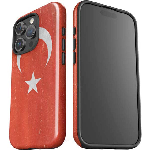 Turkish Flag Distressed iPhone 16 Pro Max Impact Case