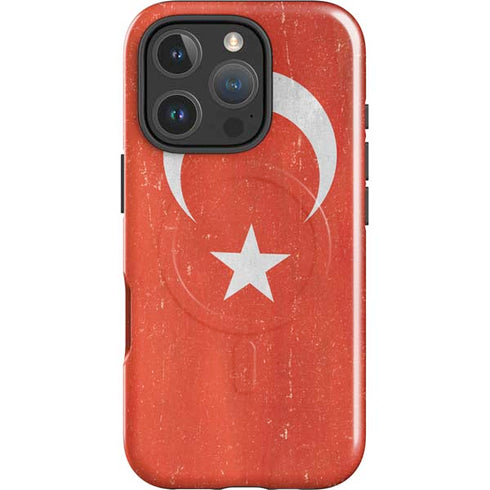 Turkish Flag Distressed iPhone 16 Pro Max Magsafe Impact Case