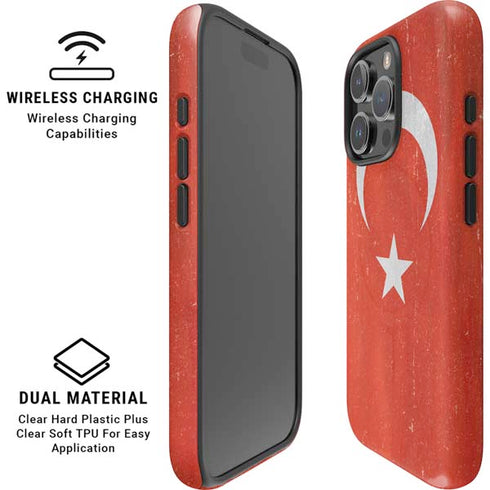 Turkish Flag Distressed iPhone 16 Pro Max Magsafe Impact Case
