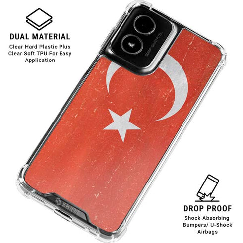 Turkish Flag Distressed Moto G Power 5G (2024) Clear Case