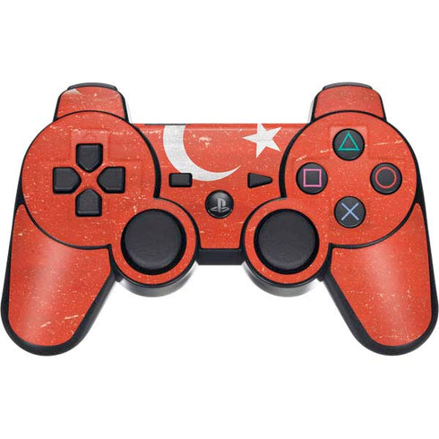 Turkish Flag Distressed PS3 Dual Shock wireless controller Skin