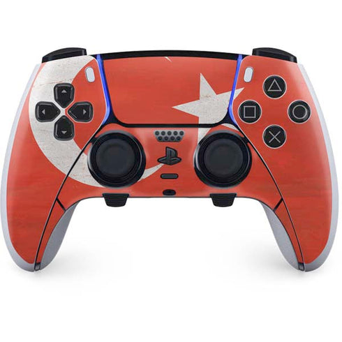 Turkish Flag Distressed PS5 DualSense Edge Pro Controller Skin