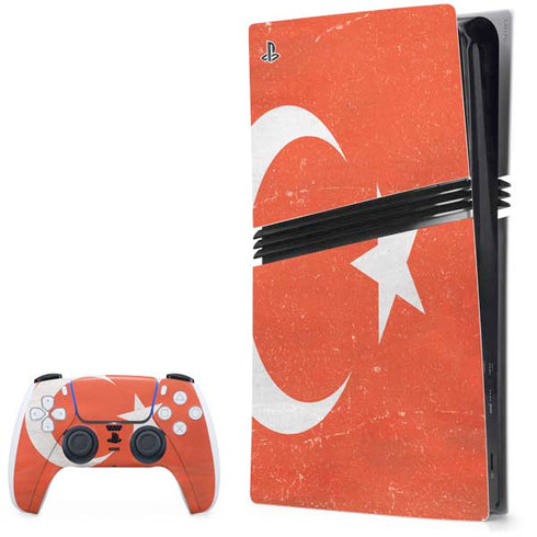 Turkish Flag Distressed PS5 Pro Bundle Skin