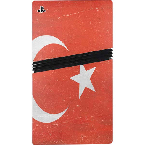 Turkish Flag Distressed PS5 Pro Disk Bundle Skin