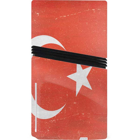 Turkish Flag Distressed PS5 Pro Disk Bundle Skin