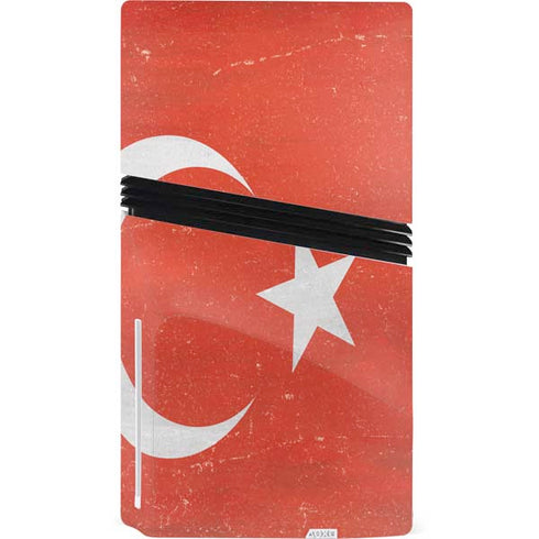 Turkish Flag Distressed PS5 Pro Disk Console Skin