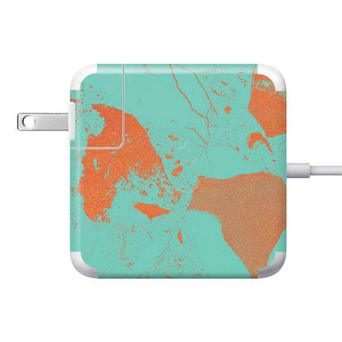 Turquoise and Orange Marble 85W Power Adapter (15 and 17 inch MacBook Pro Charger) Skin