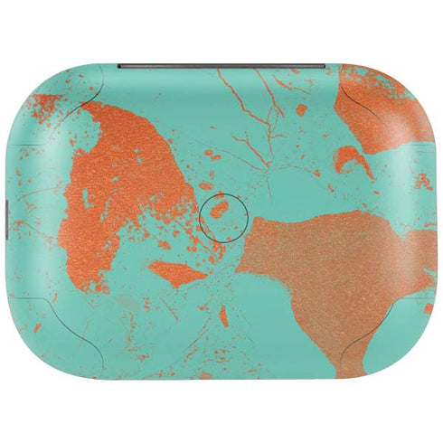 Turquoise and Orange Marble Amazon Echo Buds Skin