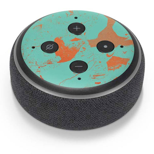 Turquoise and Orange Marble Amazon Echo Dot Skin