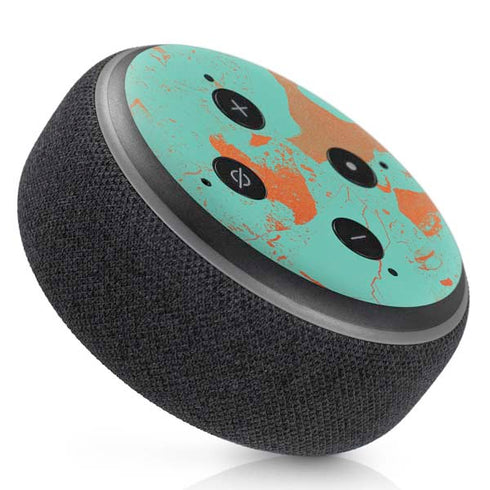 Turquoise and Orange Marble Amazon Echo Dot Skin