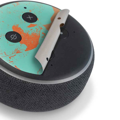 Turquoise and Orange Marble Amazon Echo Dot Skin