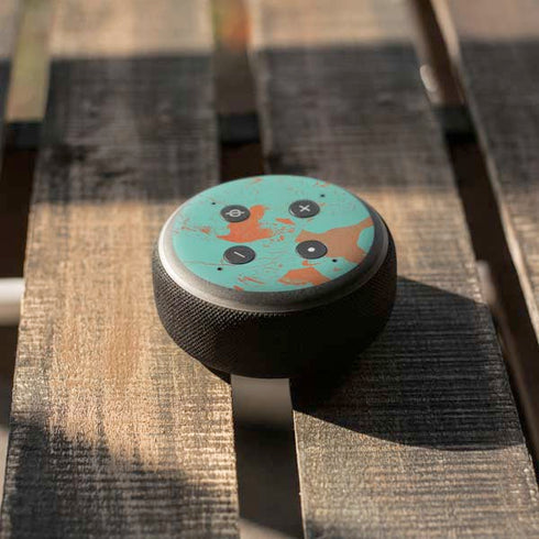 Turquoise and Orange Marble Amazon Echo Dot Skin