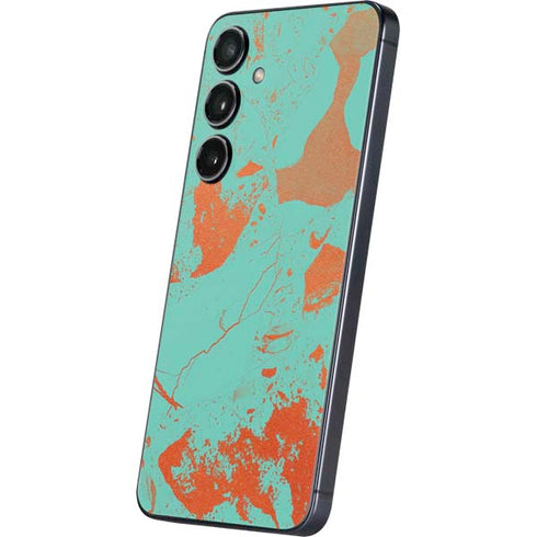 Turquoise and Orange Marble Galaxy A16 5G Skin