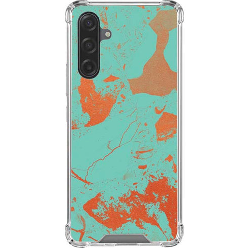 Turquoise and Orange Marble Galaxy A17 Clear Case