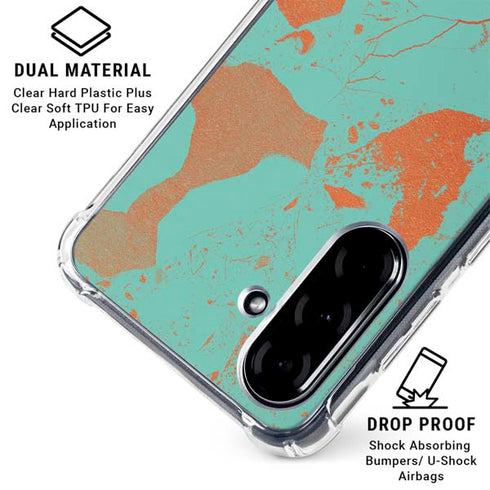 Turquoise and Orange Marble Galaxy A36 5G Clear Case