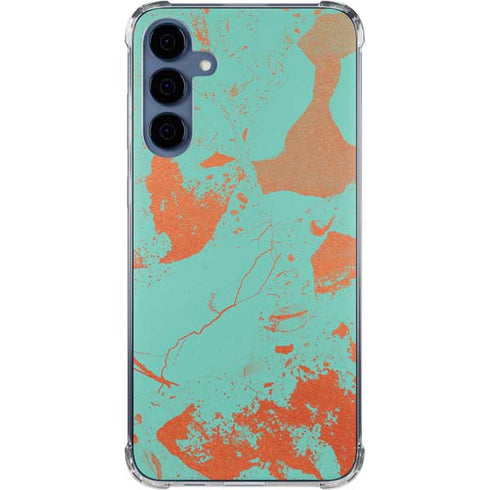 Turquoise and Orange Marble Galaxy A55 5G Clear Case