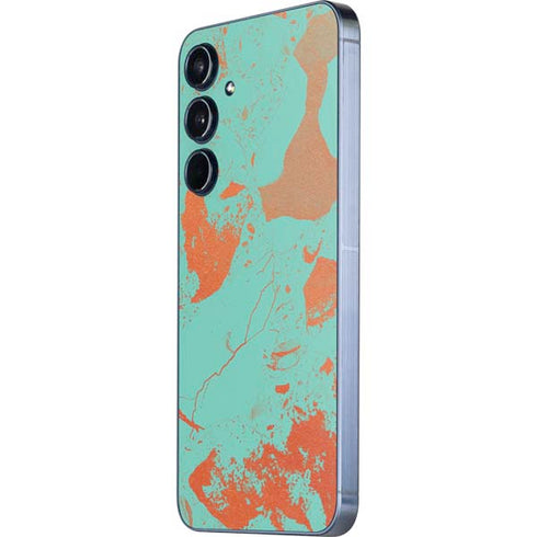 Turquoise and Orange Marble Galaxy A55 5G Skin