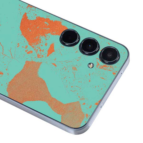 Turquoise and Orange Marble Galaxy A55 5G Skin