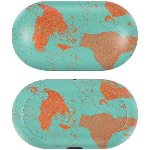 Turquoise and Orange Marble Galaxy Buds Skin
