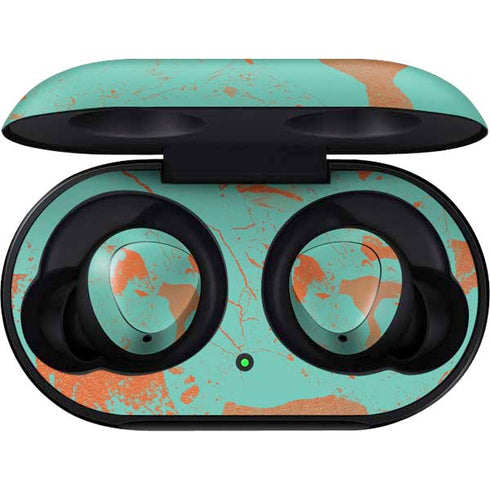 Turquoise and Orange Marble Galaxy Buds Skin