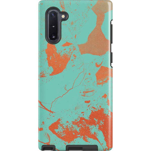 Turquoise and Orange Marble Galaxy Cases