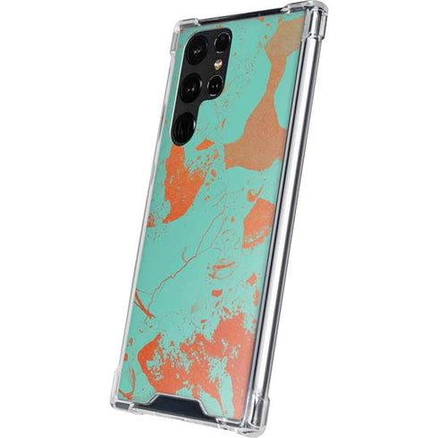 Turquoise and Orange Marble Galaxy S23 Ultra Clear Case