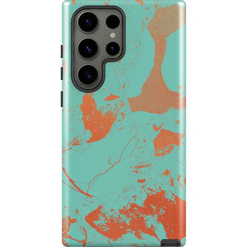 Turquoise and Orange Marble Galaxy S23 Ultra Pro Case
