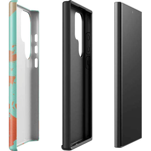 Turquoise and Orange Marble Galaxy S23 Ultra Pro Case