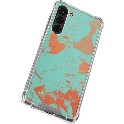 Turquoise and Orange Marble Galaxy S24 FE Clear Case