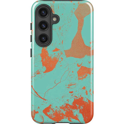 Turquoise and Orange Marble Galaxy S25 Impact Case