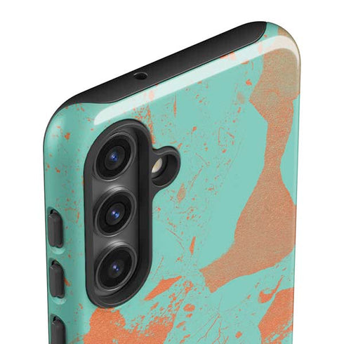 Turquoise and Orange Marble Galaxy S25 Impact Case