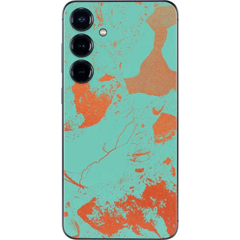 Turquoise and Orange Marble Galaxy S25 Plus Skin