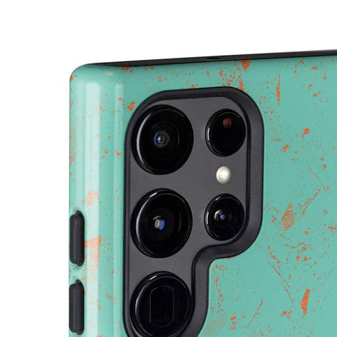 Turquoise and Orange Marble Galaxy S25 Ultra Impact Case