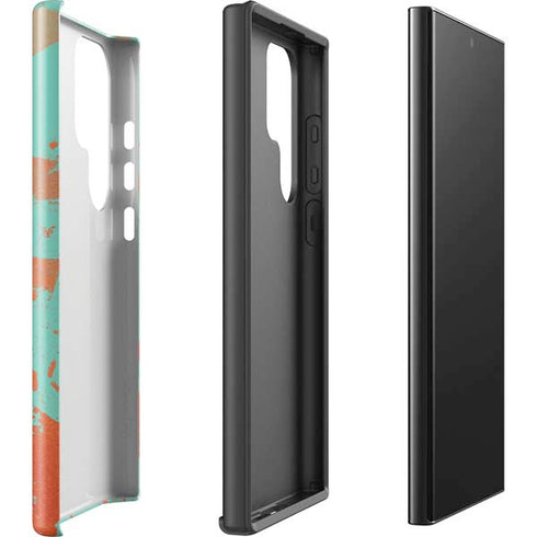 Turquoise and Orange Marble Galaxy S25 Ultra Impact Case