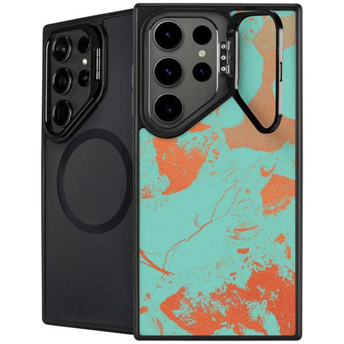 Turquoise and Orange Marble Galaxy S24 Ultra Kickstand Case
