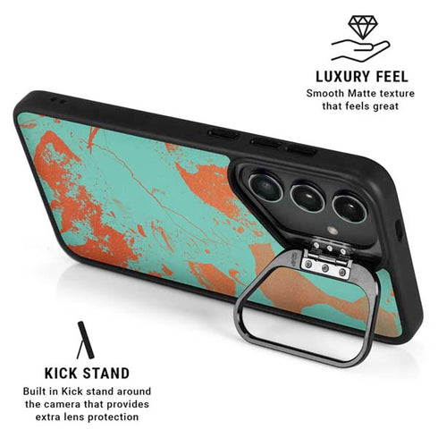 Turquoise and Orange Marble Galaxy S25 Ultra Kickstand Case
