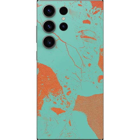 Turquoise and Orange Marble Galaxy S25 Ultra Skin